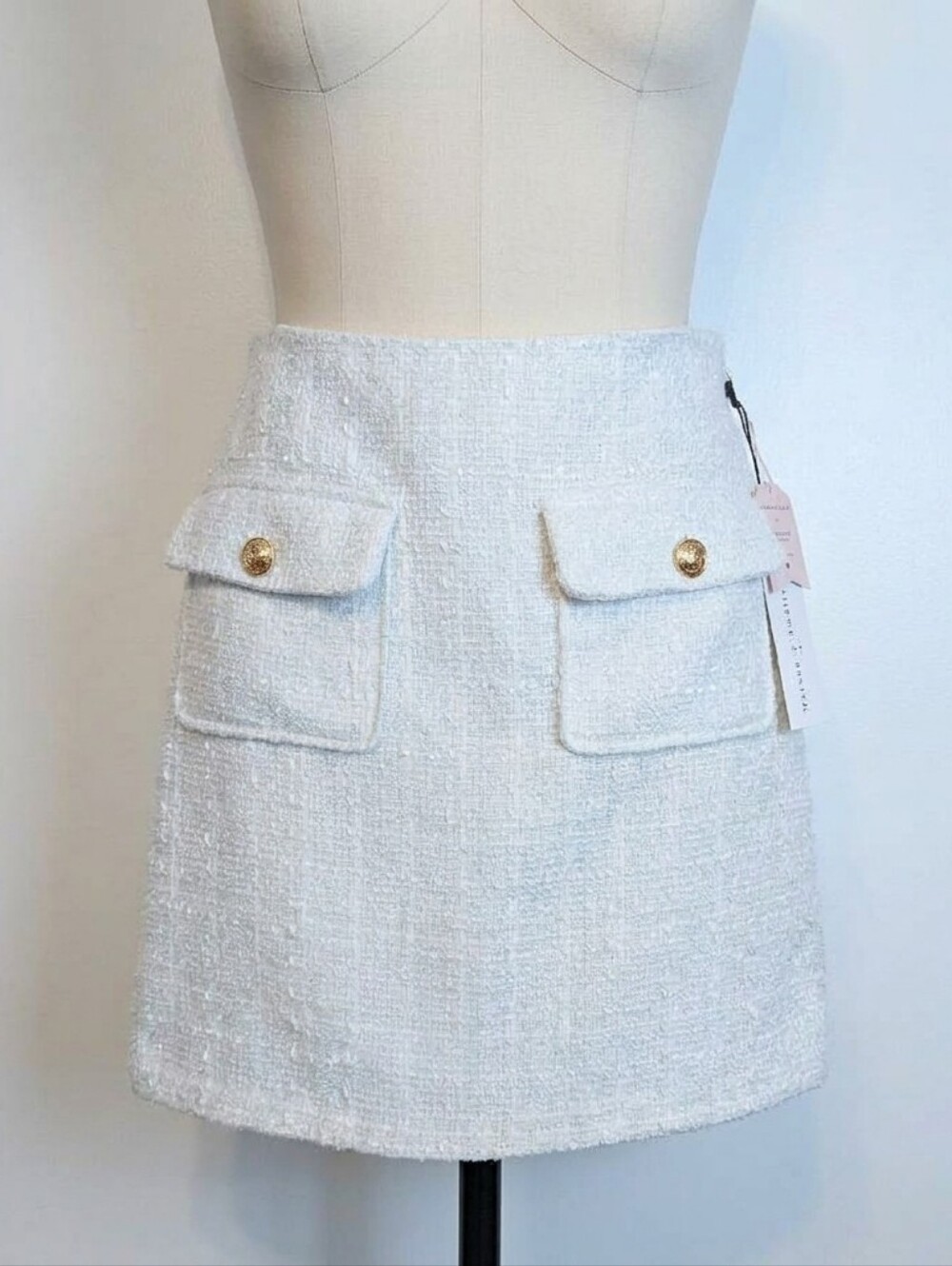 NWT Maison d'Amelie White Tweed Mini Skirt | Old Money Aesthetic | 8 Anthro
